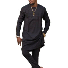 African Men’s Traditional 2 - Piece Set – Designer Tunic & Pants, Ethnic Dashiki Style - Free Delivery Worldwide only at Flexi Africa