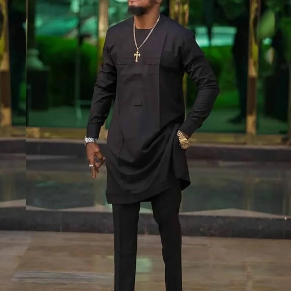 African Men’s Traditional 2 - Piece Set – Designer Tunic & Pants, Ethnic Dashiki Style - Free Delivery Worldwide only at Flexi Africa