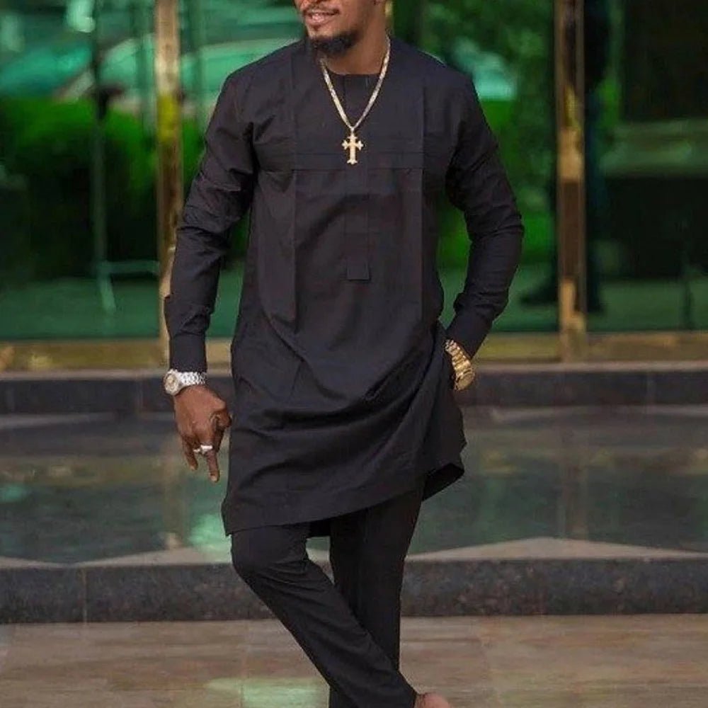 African Men’s Traditional 2 - Piece Set – Designer Tunic & Pants, Ethnic Dashiki Style - Free Delivery Worldwide only at Flexi Africa