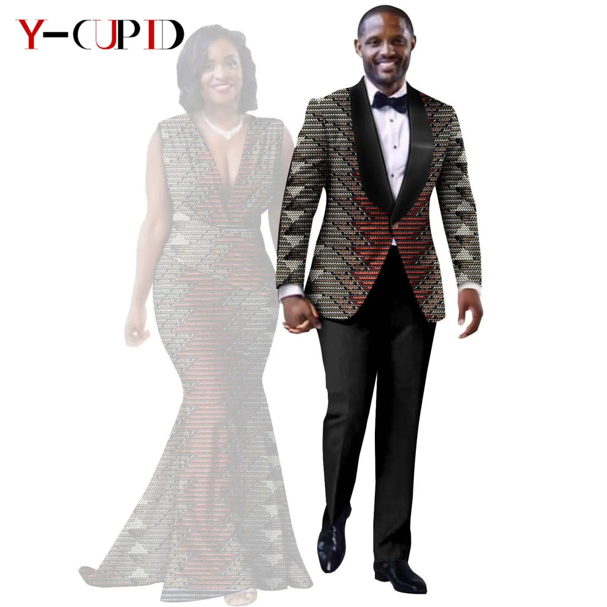 African Mermaid Dress & Matching Men’s Suit Set – Dashiki Couple Outfit for Weddings and Special Events - Free Delivery Worldwide only at Flexi Africa