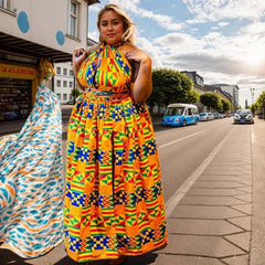 African National Sexy Sleeveless Women Dress Fashion Off Back Print Lady Party Dresses Vintage Casual Long Dress Africa Clothing - Free Delivery Worldwide only at Flexi Africa