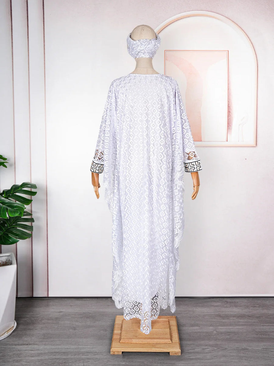 African Plus Size Embroidered Long Robe for Women – Lined with Headscarf, Modest Muslim Wear - Free Delivery Worldwide only at Flexi Africa