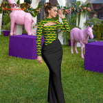 African Print Maxi Dress for Women – Ankara Full Sleeve High Neck Elegant Party Outfit - Free Delivery Worldwide only at Flexi Africa