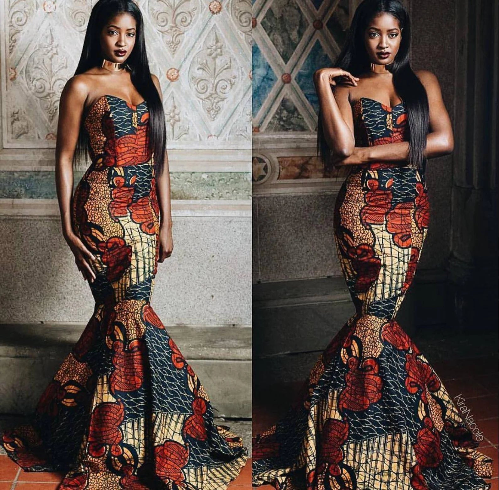 African Print Mermaid Gown - Elegant Banquet Dress | African Maxi Party Dress | Stylish Ankara Fashion Gown - Free Delivery Worldwide only at Flexi Africa