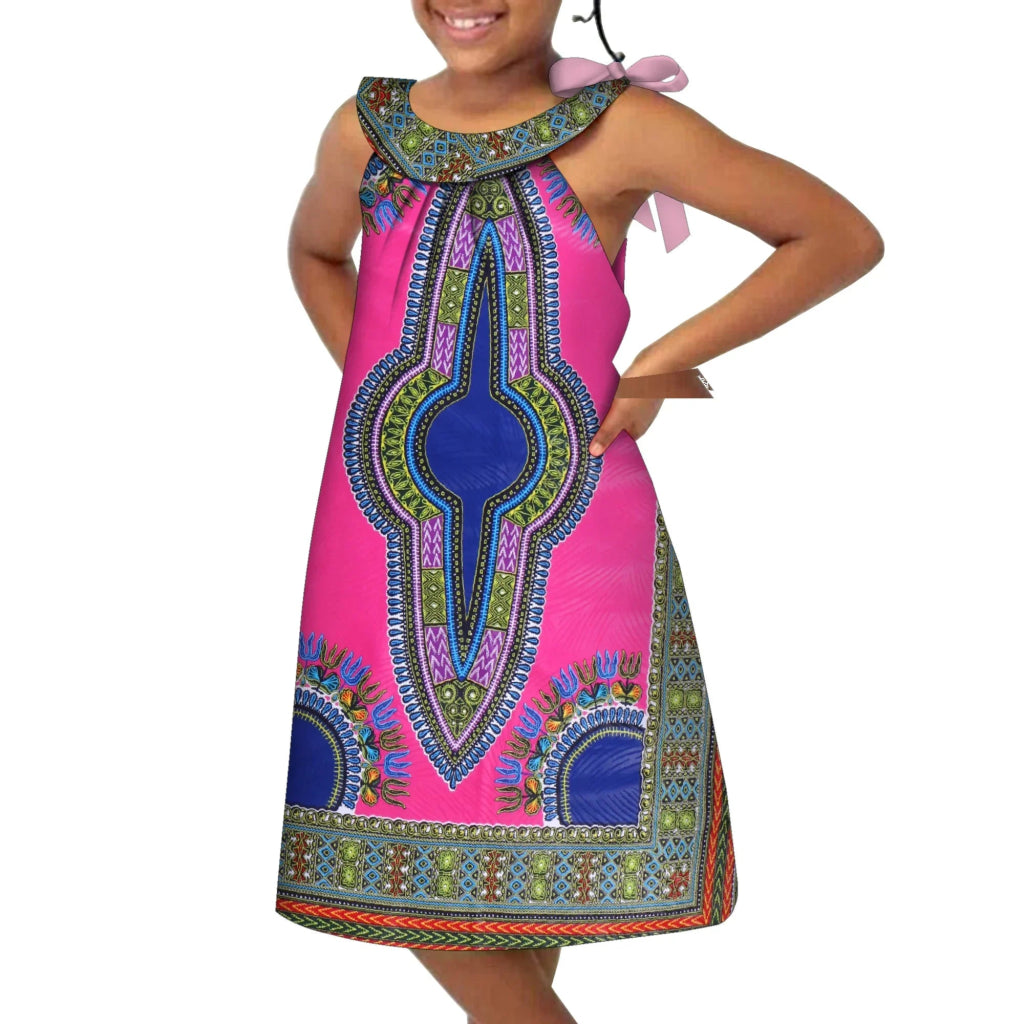 African Print Sleeveless Dress for Baby Girls – Dashiki Tribal Style - Free Delivery Worldwide only at Flexi Africa