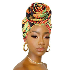 African Print Stretch Bandana Head Wrap Floral Ankara Dashiki Women - Free Delivery Worldwide only at Flexi Africa