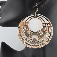 African Round Gold Wooden Earrings Mixed Colors - Free Delivery Worldwide only at Flexi Africa