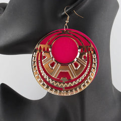 African Round Gold Wooden Earrings Mixed Colors - Free Delivery Worldwide only at Flexi Africa