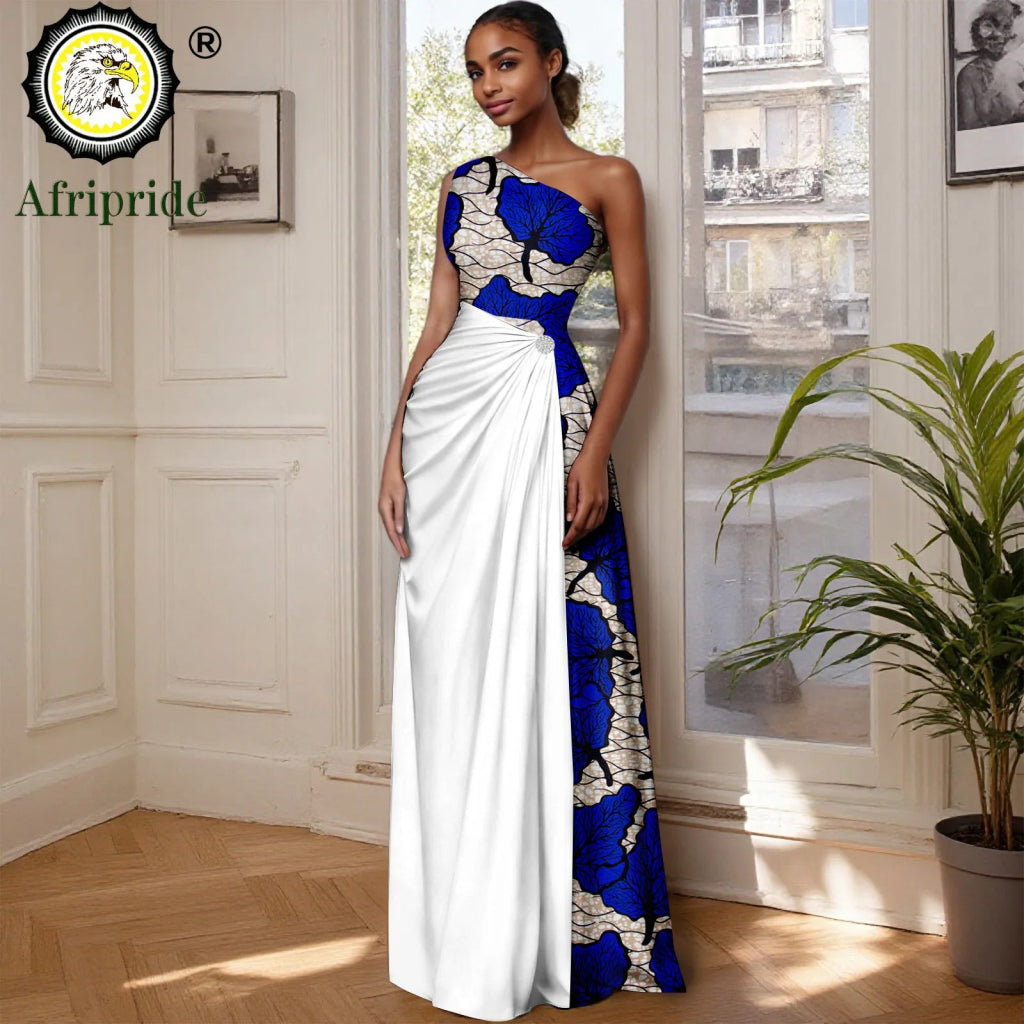 African Sleeveless Off - Shoulder Maxi Dresses for Women | High - Waist Ankara Party Wear - Free Delivery Worldwide only at Flexi Africa