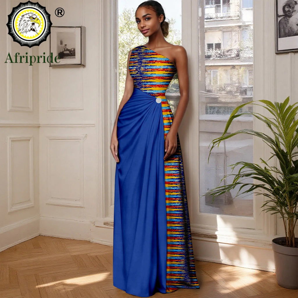 African Sleeveless Off - Shoulder Maxi Dresses for Women | High - Waist Ankara Party Wear - Free Delivery Worldwide only at Flexi Africa