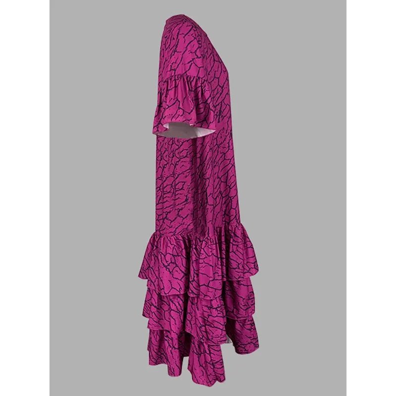 African Style Printed Midi Dress for Women – Trendy Loose Fit with Flare Sleeves - Free Delivery Worldwide only at Flexi Africa