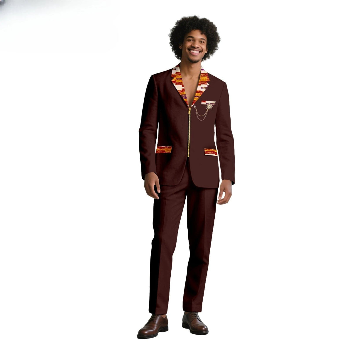 African Suits for Men Traditional Wedding Designed Slim Fit Jacket Pants Set with Breastbin High Quality Suit Mens Clothes