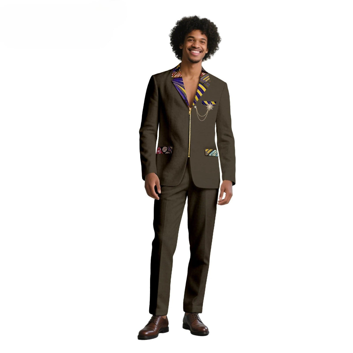 African Suits for Men Traditional Wedding Designed Slim Fit Jacket Pants Set with Breastbin High Quality Suit Mens Clothes - Free Delivery Worldwide only at Flexi Africa