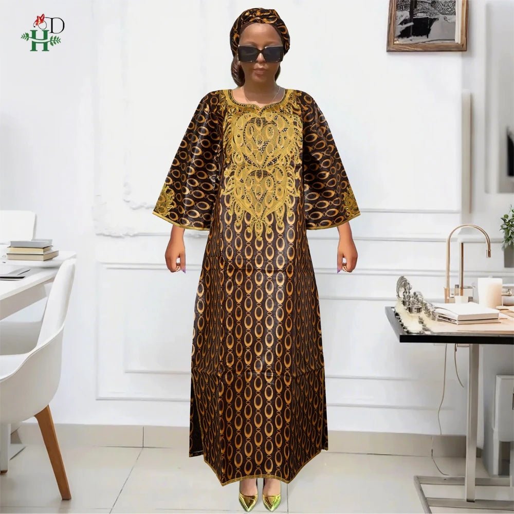 African Traditional Dress for Women – Kanga Dashiki Bazin Robe, Elegant Evening & Party Wear - Free Delivery Worldwide only at Flexi Africa