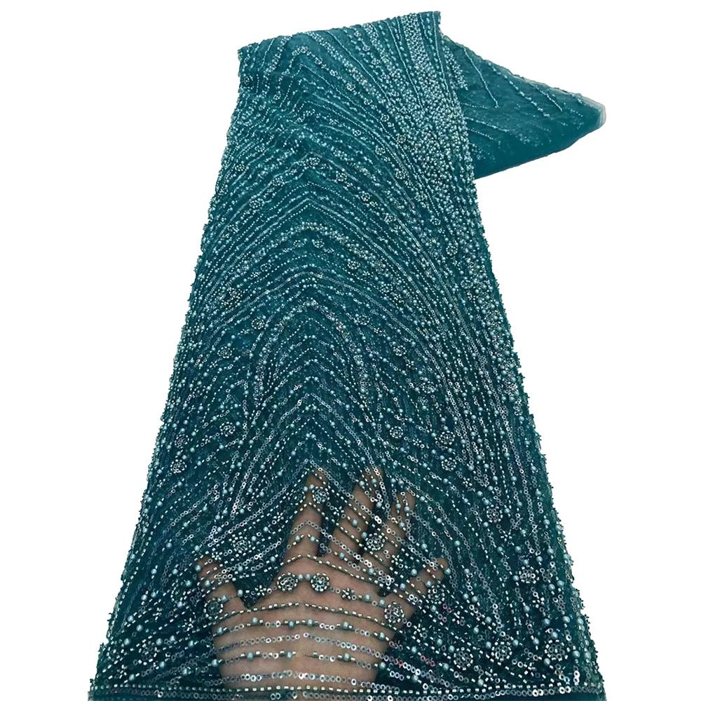 African Various Lace Fabric – Premium Handmade Beaded Embroidery for Elegant Dresses - Free Delivery Worldwide only at Flexi Africa