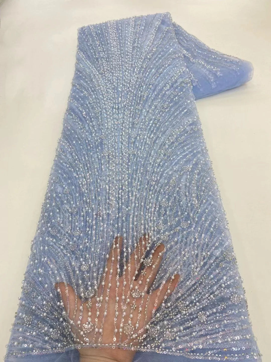 African Various Lace Fabric – Premium Handmade Beaded Embroidery for Elegant Dresses - Free Delivery only at Flexi Africa