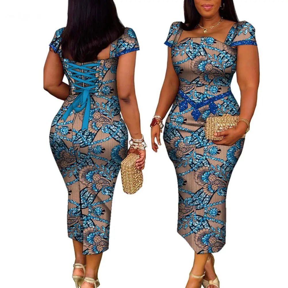 African Wax Print Summer Gown for Women – Elegant Ankara Bandage Dress - Free Delivery Worldwide only at Flexi Africa