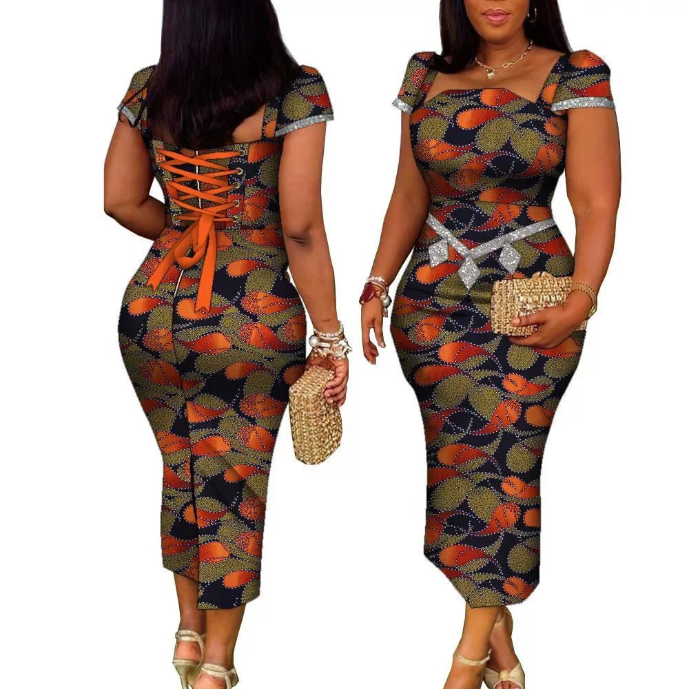 African Wax Print Summer Gown for Women – Elegant Ankara Bandage Dress - Free Delivery Worldwide only at Flexi Africa