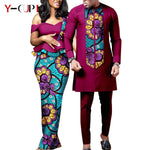 African Wedding Couple Set – Women’s Dashiki Print Dress & Men’s Kaftan Top and Pant Outfit - Free Delivery Worldwide only at Flexi Africa