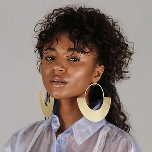 African Women Drop Earrings Gold Color Big Metal Dangle Statement Earring Fashion Party Wedding Jewelry Accessories Gift