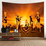 African Women Sunset Silhouette Wall Tapestry – Tribal Culture Art - Free Delivery Worldwide only at Flexi Africa