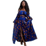 African Women’s 2 - Piece Dress Set – Dashiki Print Off - Shoulder Long Sleeve Top & Split Skirt Outfit - Free Delivery Worldwide only at Flexi Africa