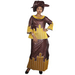 African Women’s 3PC Outfit – 3/4 Sleeve Top, Wrapper Skirt & Matching Scarf Set - Free Delivery Worldwide only at Flexi Africa
