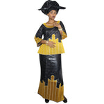 African Women’s 3PC Outfit – 3/4 Sleeve Top, Wrapper Skirt & Matching Scarf Set - Free Delivery Worldwide only at Flexi Africa