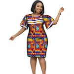 African Women’s Cotton Wax Print Dress – Dashiki Short Sleeve O - Neck Pencil Dress - Free Delivery Worldwide only at Flexi Africa