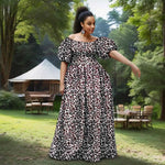 African Women’s Strapless Dress with Bubble Sleeves & Matching Earrings - Free Delivery Worldwide only at Flexi Africa