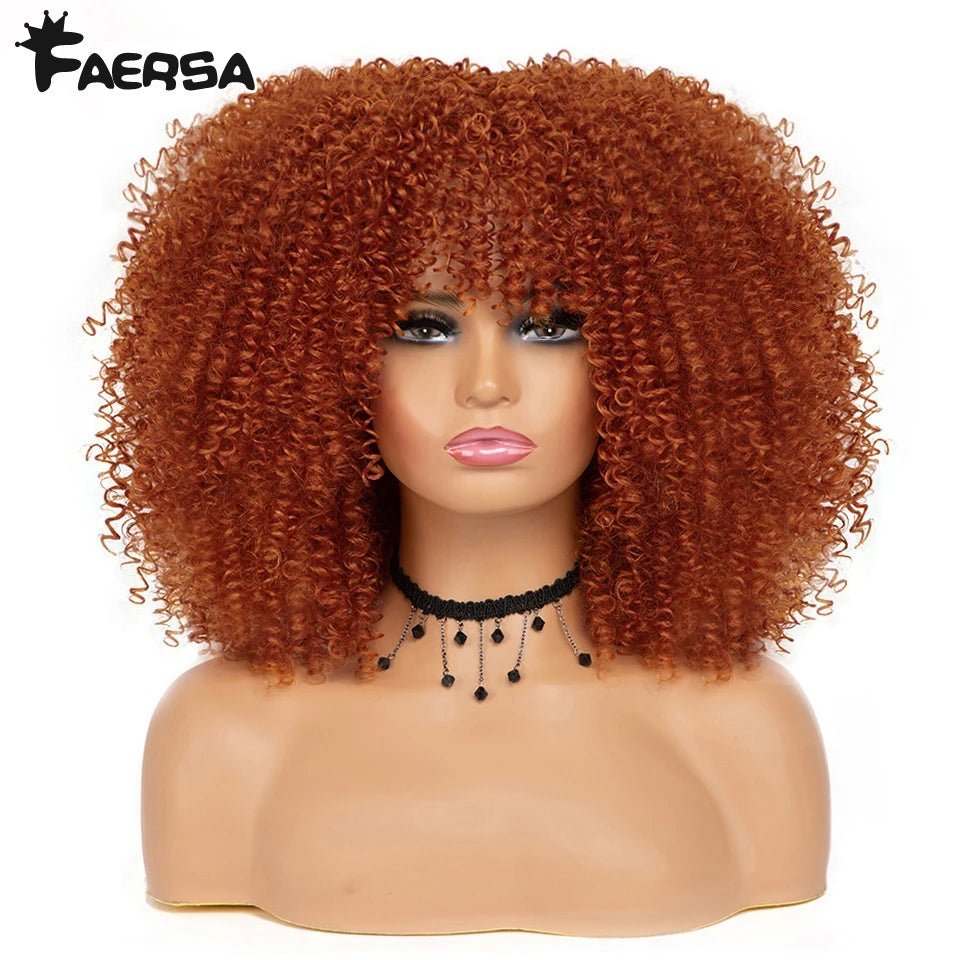 Afro Kinky Curly Wig for Black Women - Short, Synthetic, Blonde, Red, Ombre, Glueless, High - Free Delivery Worldwide