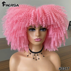 Afro Kinky Curly Wig for Black Women - Short, Synthetic, Blonde, Red, Ombre, Glueless, High - Temperature Cosplay Wigs - Free Delivery Worldwide only at Flexi Africa