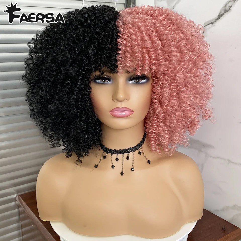 Afro Kinky Curly Wig for Black Women - Short, Synthetic, Blonde, Red, Ombre, Glueless, High - Free Delivery Worldwide