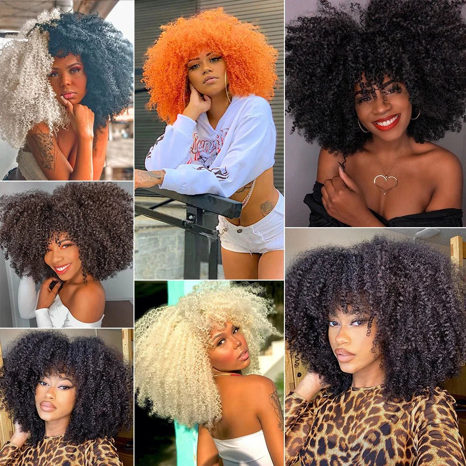 Afro Kinky Curly Wig for Black Women - Short, Synthetic, Blonde, Red, Ombre, Glueless, High - Free Delivery Worldwide