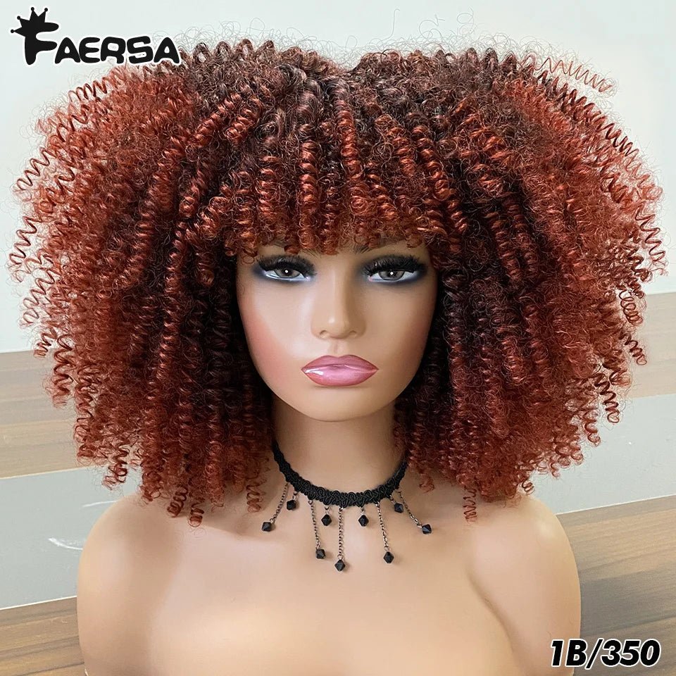 Afro Kinky Curly Wig for Black Women - Short, Synthetic, Blonde, Red, Ombre, Glueless, High - Free Delivery Worldwide