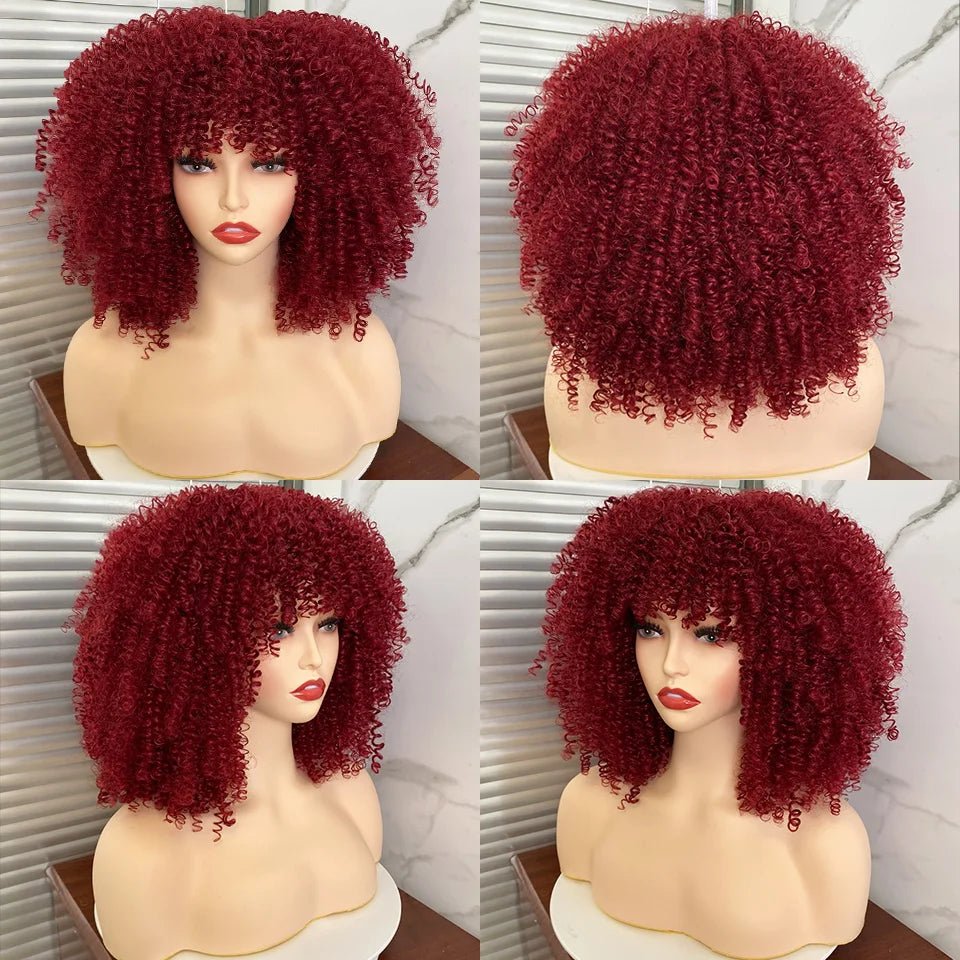 Afro Kinky Curly Wig for Black Women - Short, Synthetic, Blonde, Red, Ombre, Glueless, High - Free Delivery Worldwide