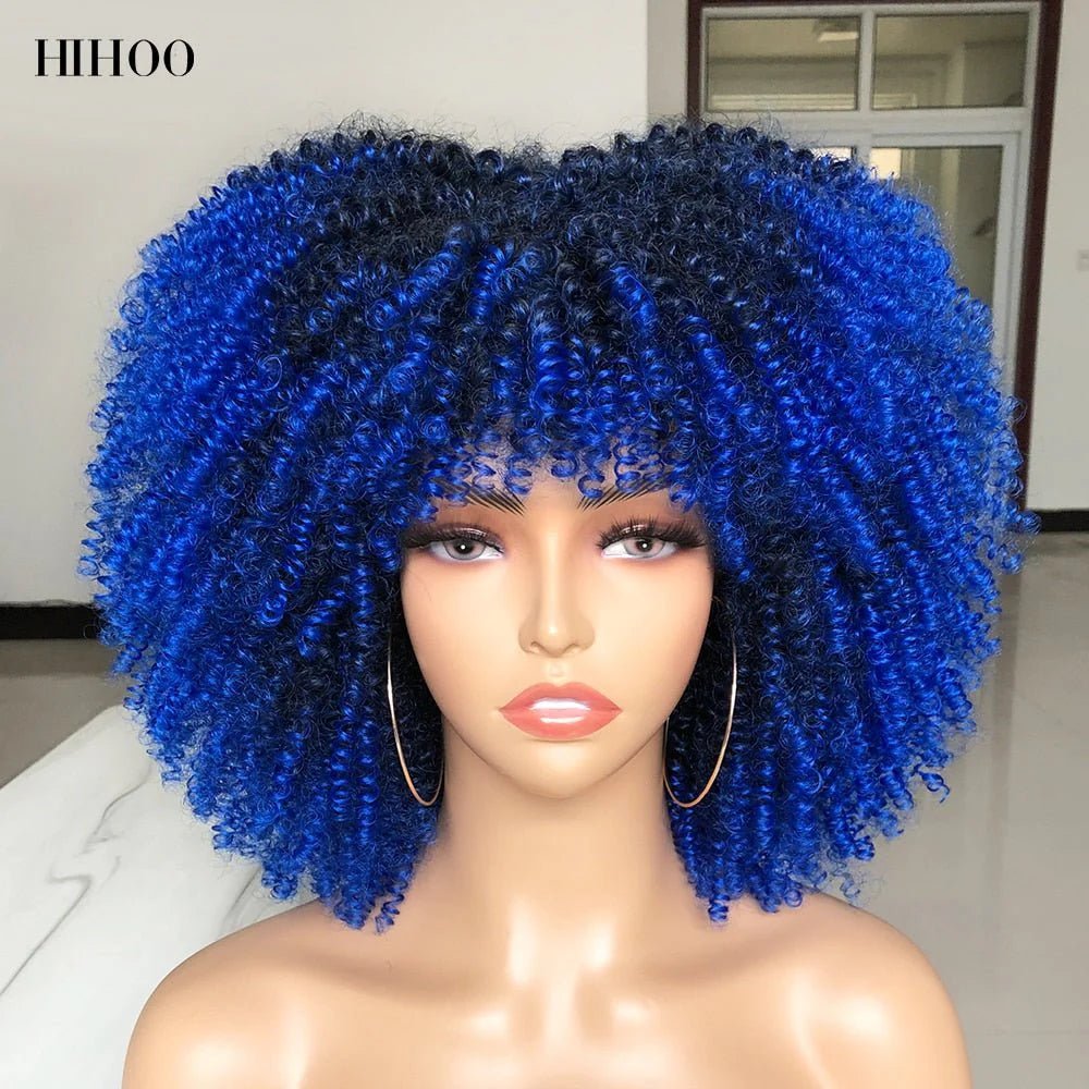 Afro Kinky Wig 14" with Bangs for Black Women - Perfect for Cosplay and Natural Hair Looks - Free Delivery Worldwide