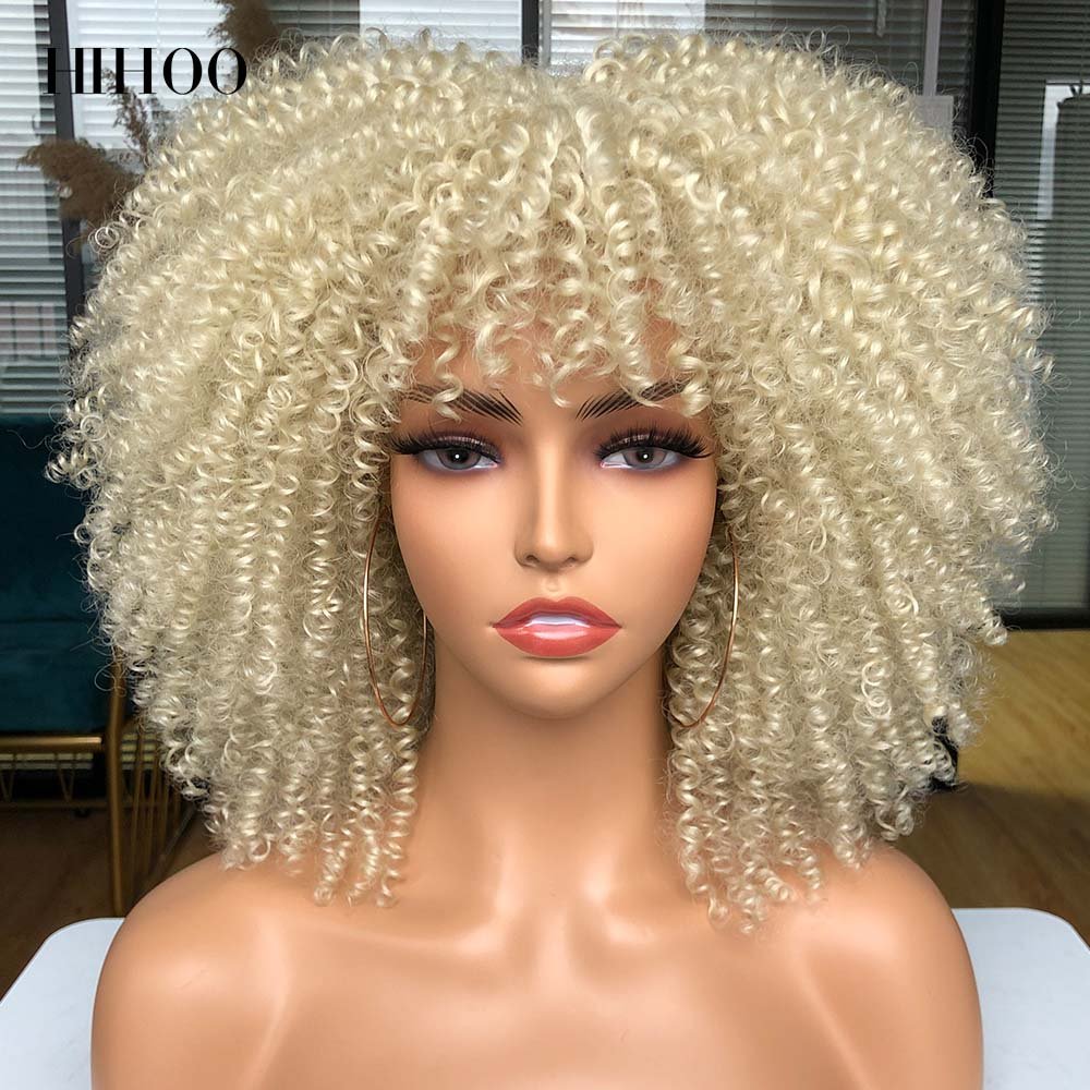 Afro Kinky Wig 14" with Bangs for Black Women - Perfect for Cosplay and Natural Hair Looks - Free Delivery Worldwide