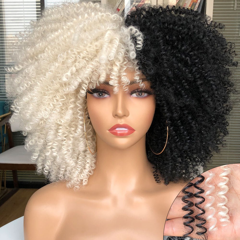 Afro Kinky Wig 14" with Bangs for Black Women - Perfect for Cosplay and Natural Hair Looks - Free Delivery Worldwide