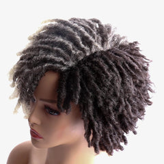 Amir Synthetic Afro Kinky Curly Wig Short Dreadlock Wig With Bangs Ombre Black Blonde Crochet Wig for Black Women - Free Delivery Worldwide only at Flexi Africa