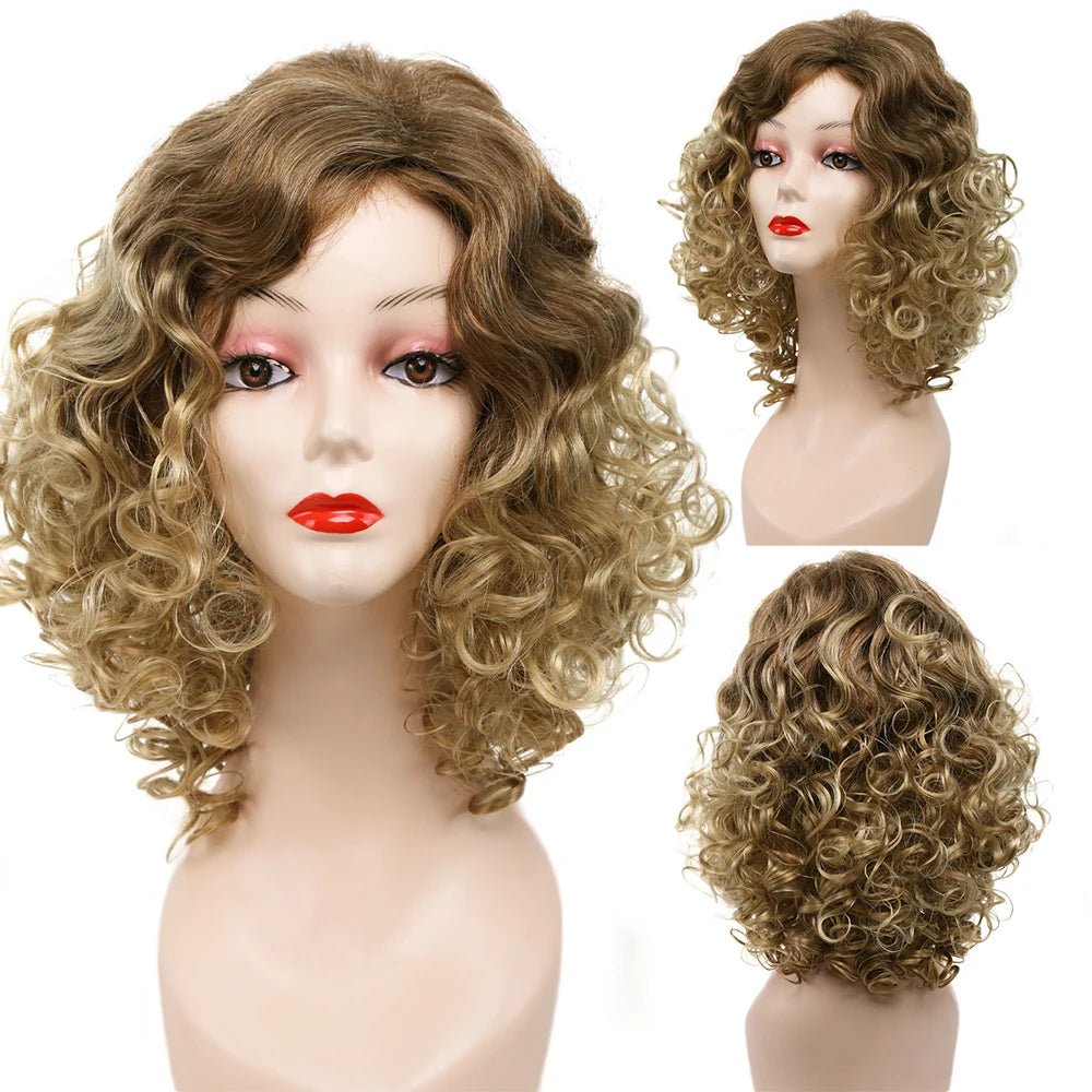 Amir Synthetic Wig Afro Curly Hair Wigs Brown Short Kinky Curly Fluffy Blond Wigs - Free Delivery Worldwide only at Flexi Africa