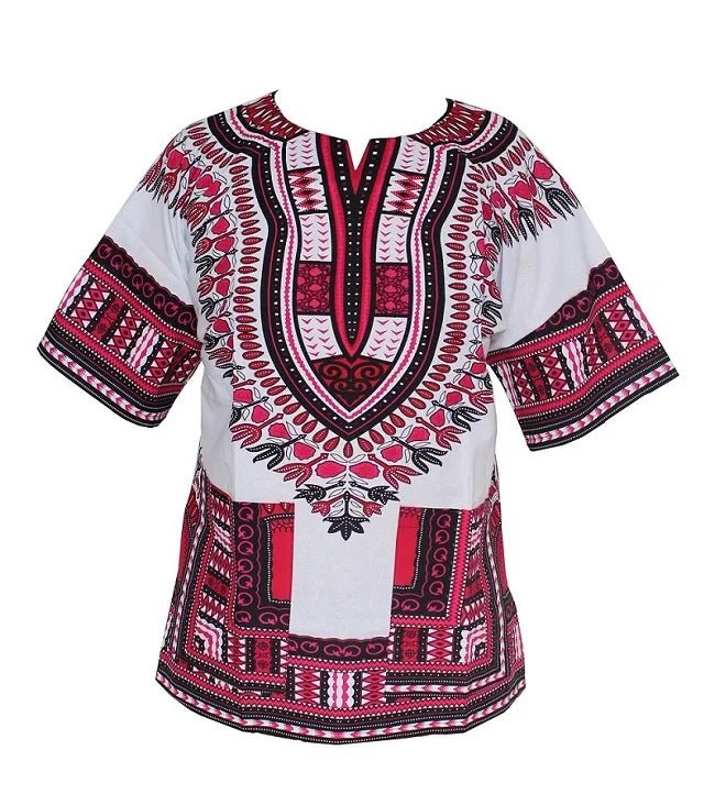 Authentic African Dashiki T-shirt: Traditional Print in 100% Cotton - Flexi Africa - Flexi Africa offers Free Delivery Worldwide - Vibrant African traditional clothing showcasing bold prints and intricate designs