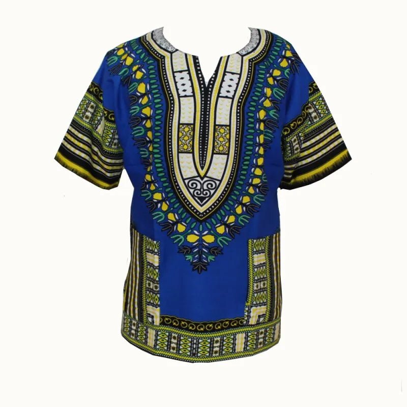 Authentic African Dashiki T-shirt: Traditional Print in 100% Cotton - Flexi Africa - Flexi Africa offers Free Delivery Worldwide - Vibrant African traditional clothing showcasing bold prints and intricate designs