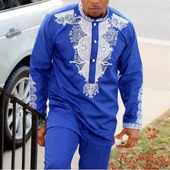 Authentic African Style: Men's Dashiki Top and Pant Set for the Fashion-Forward Gentleman - Flexi Africa - Free Delivery