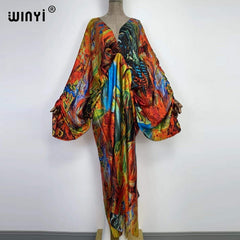 Bohemian Elegance: Silk Rayon Maxi Beach Dress with Hand-Rolled Feel - Flexi Africa - Free Delivery www.flexiafrica.com