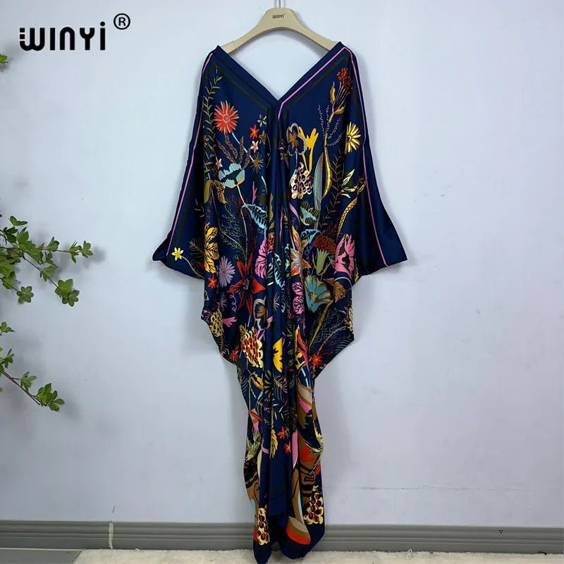 Bohemian Print Maxi Kaftan: Stylish Summer Abaya Dress for Women - Free Delivery Worldwide only at Flexi Africa