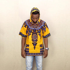 Bold African Street Style: Men's Dashiki Fabric Elongated Hoodie for Hip Hop and Hipster Fashion - Free Delivery Worldwide only at Flexi Africa