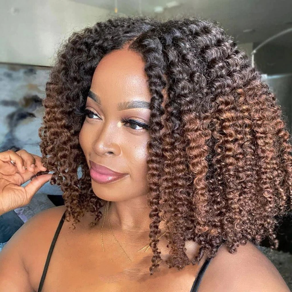 Chic Afro Kinky Curly Ombre Wig: Synthetic, Glueless, Ideal for Black Women - Flexi Africa Free Delivery www.flexiafrica.com