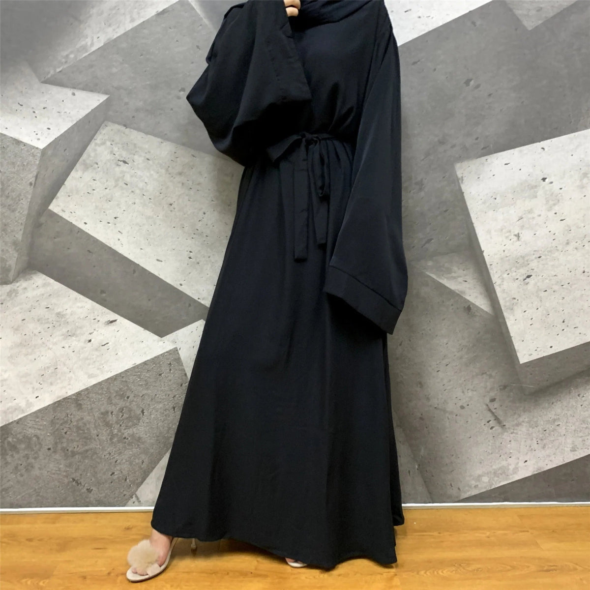 Chic and Modest: Muslim Fashion Hijab Dubai Abaya Long Dresses with Sashes for Women - Free Delivery Worldwide