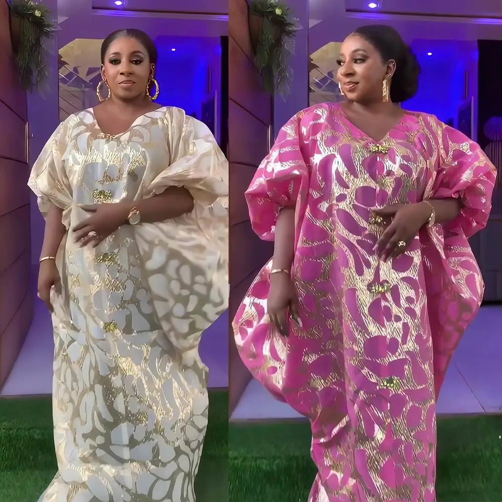 Chic plus size elegant dresses Jacquard fabric women dresses fashion, Luxury African dresses for women - Free Delivery